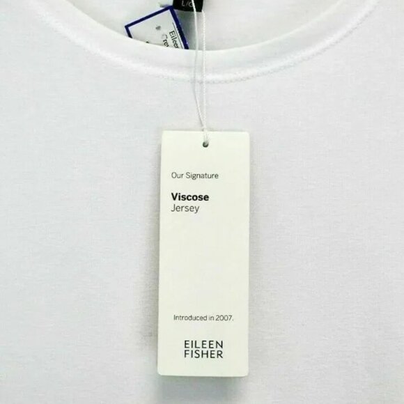 EILEEN FISHER White System Lightweight Viscose Jersey Crew Neck Top L Large - Picture 3 of 5